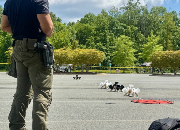 A police officer flies a UAS